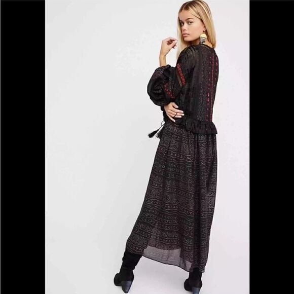 Free People Starry Night Velvet Ruffle Maxi Dress Size XS - Picture 3 of 7